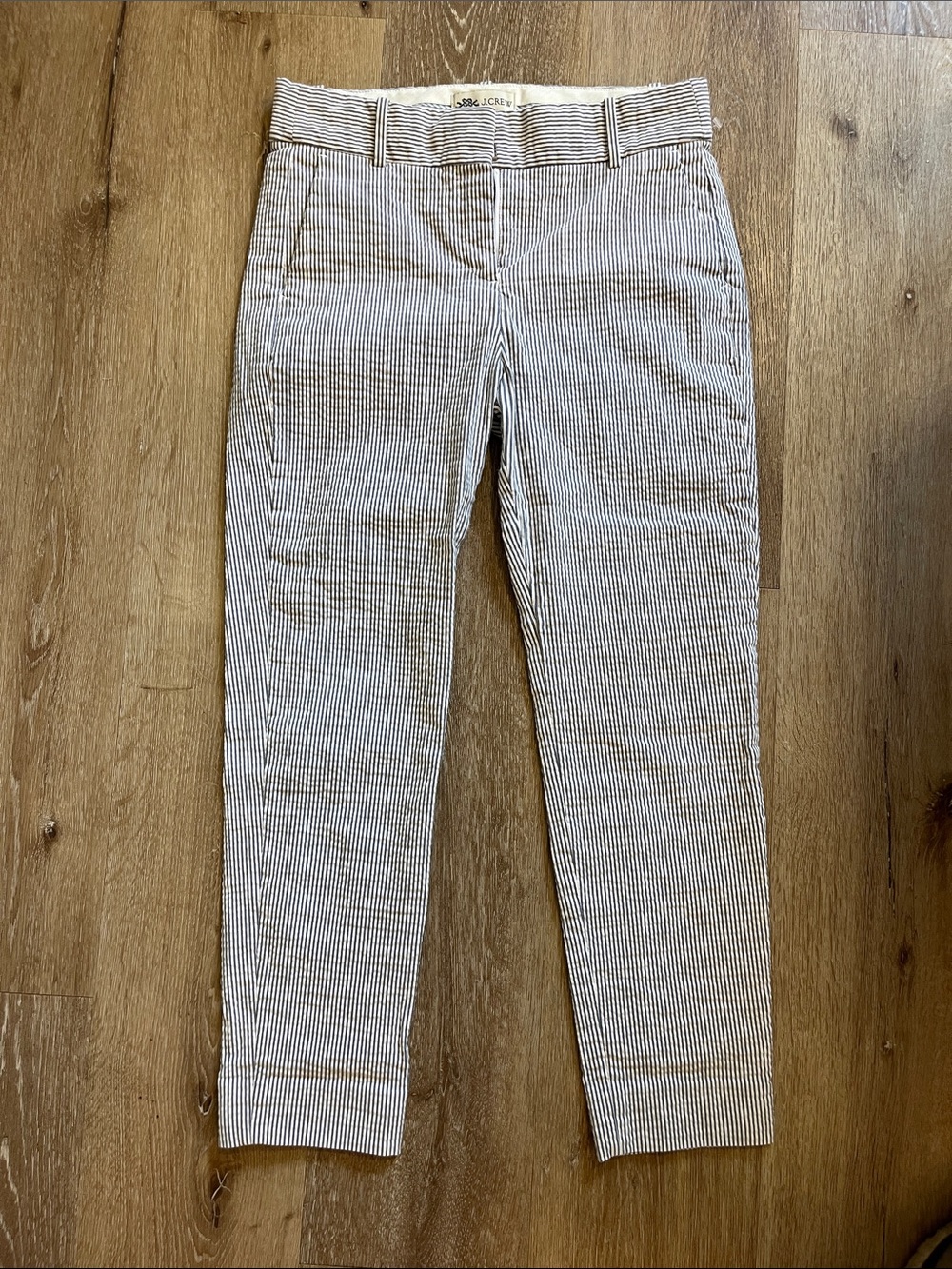 J. Crew Blue and White Striped Cropped Pants